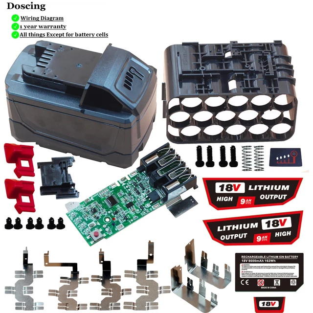 15*18650 akumulator litowo-jonowy obudowa z tworzywa sztucznego PCB tablica zabezpieczająca ładowanie obudowa dla Milwaukee m18 18V obudowy baterii litowej