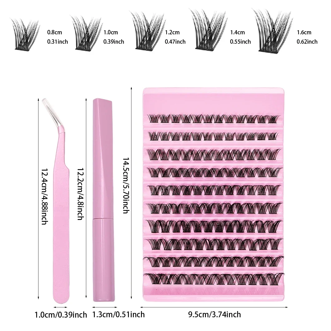 DIY Lash Extensions Kit - 120 Clusters False Eyelashes Mix Length Eye Makeup Tool with Eyelash Adhesive and Sealant and Tweezers