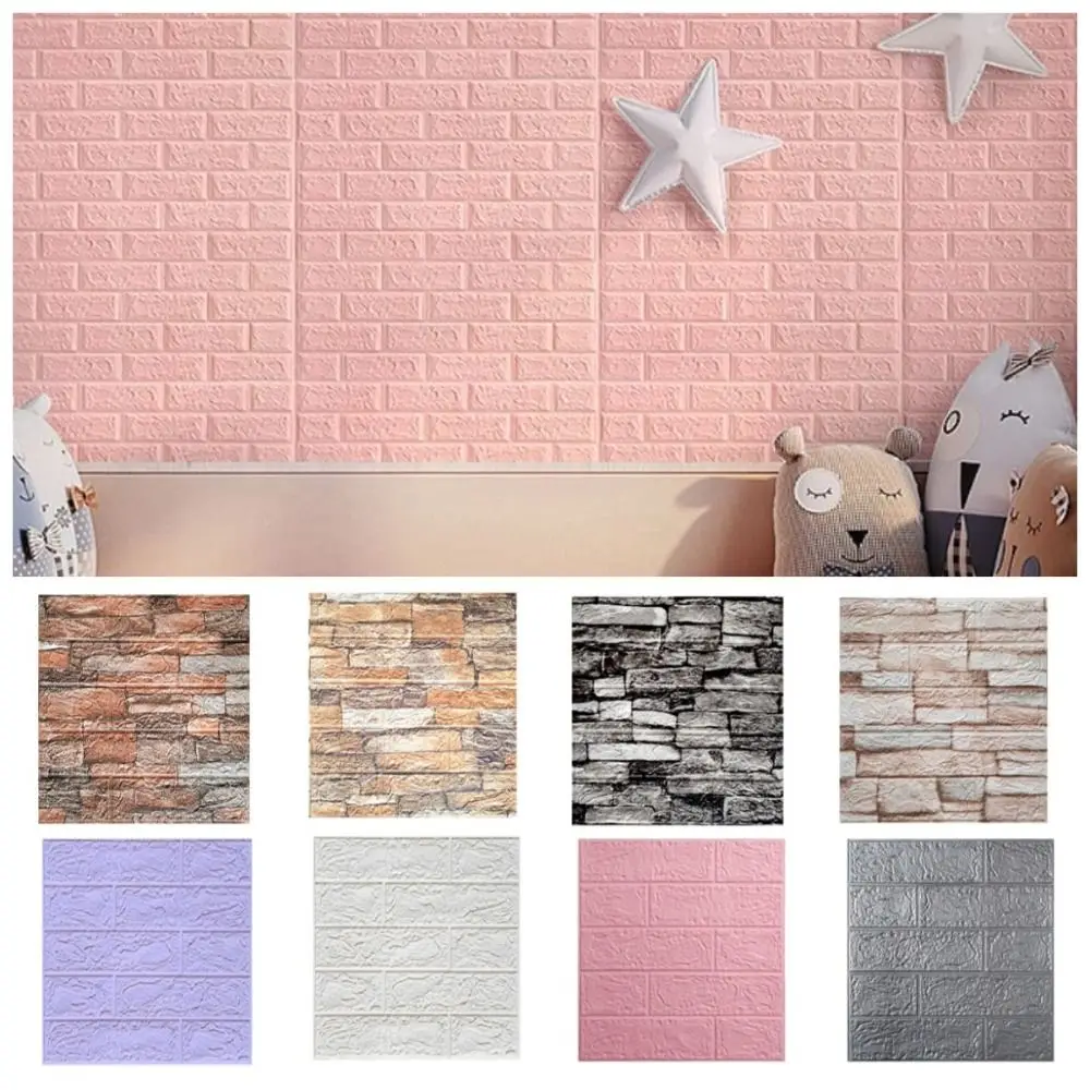Waterproof 3D Imitation Brick Wall Stickers Peel and Stick Retro Decorative Stickers Moisture-proof DIY Background Wallpaper