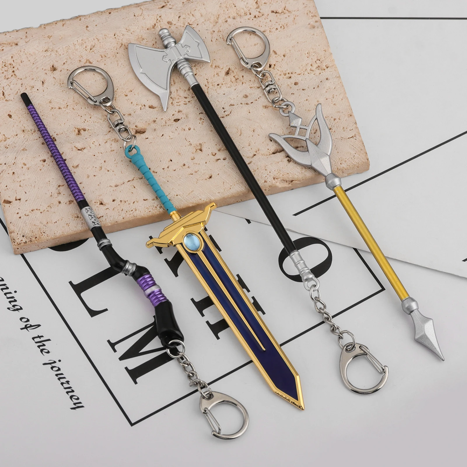 Anime Frieren: Beyond Journey's End Mini Keychain Frieren Himmel Holy Sword Fern Magic Staff Stark Alloy Keyring Cosplay Props