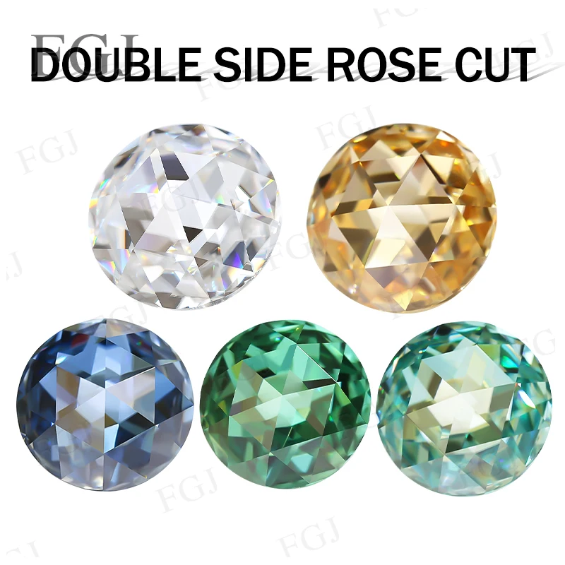 

Real Moissanite Gemstone Round Double Side Rose Cut Top Quality Loose Stone 3EX Hand Cutting With GRA For Jewelry Making Gift