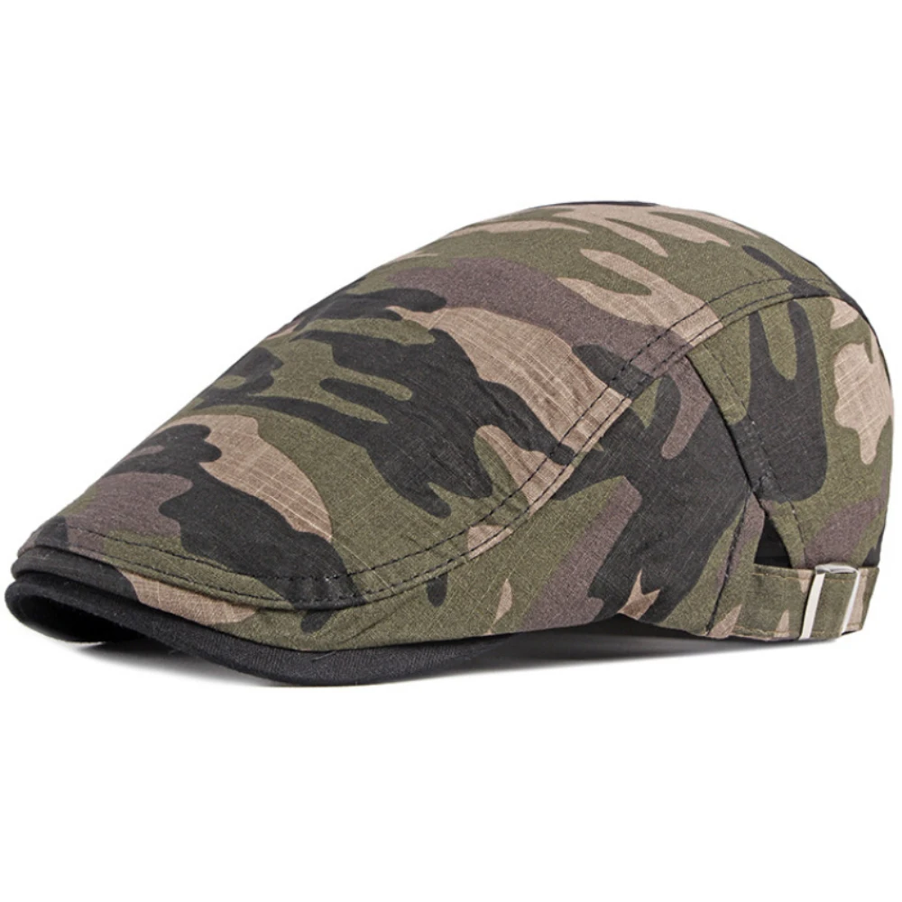

HT3011 Mens Berets Women Camouflage Ivy Flat Sun Cap New Male Female Artist Painter Beret Hat Adjustable Spring Summer Beret Cap