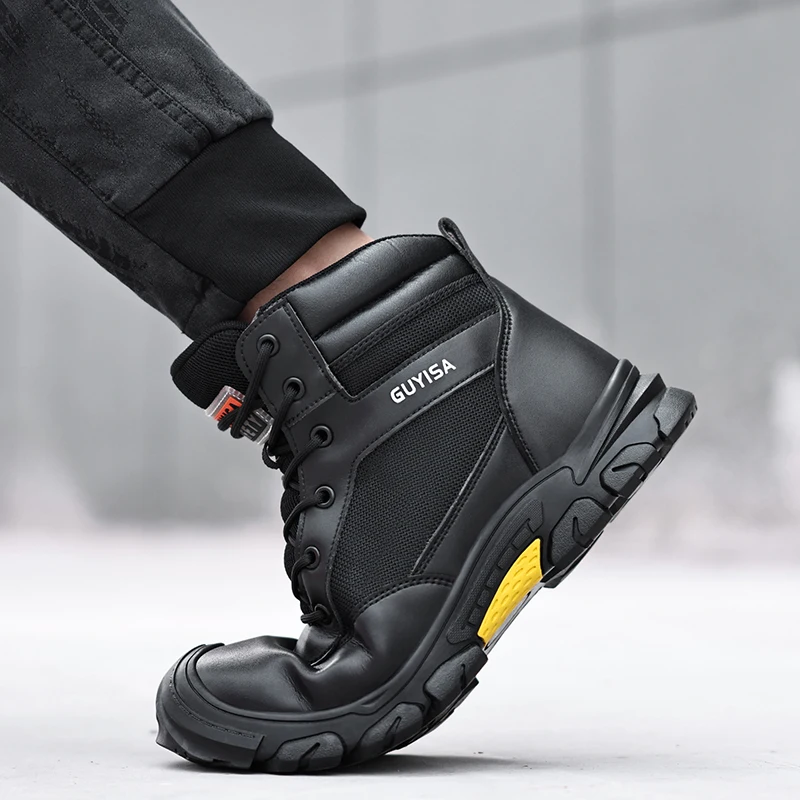 Safety Shoes for Men Steel Toe Boots Anti smashing Anti piercing Durable Breathable High Top Construction Work Protective Shoes