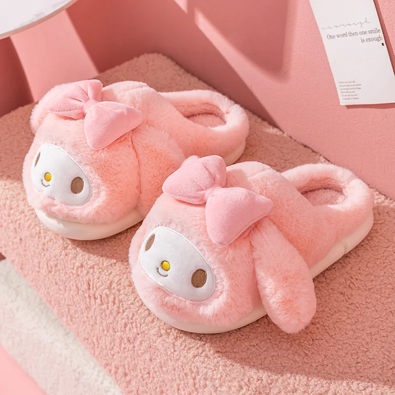 Sanrio My Melody Winter Kawaii Slippers Lovely Cotton Shoes Home Shoes Kuromi Anime Warm Indoor Shoes For Winter Girl Warm Gift