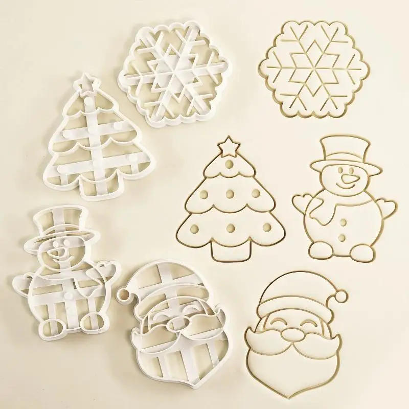1/4Pcs Christmas Cookie Cutter Snowflake Santa Claus Snowman XMAS Tree Shape Biscuits Molds For Winter Holiday Baking