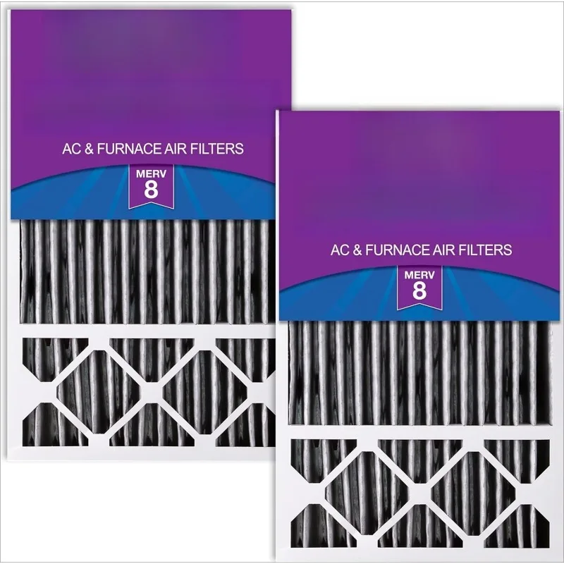 16 × 25 × 5 (15_3/4 × 24_3/4 × 4_3/8) فلاتر هواء بديلة من هانيويل MERV 8 Plus Carbon 2 Pack