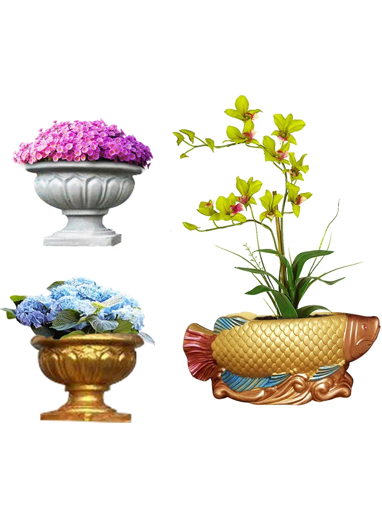 Flower pot cement mold round thickened elephant succulent mold household model plastic homemade grouting template