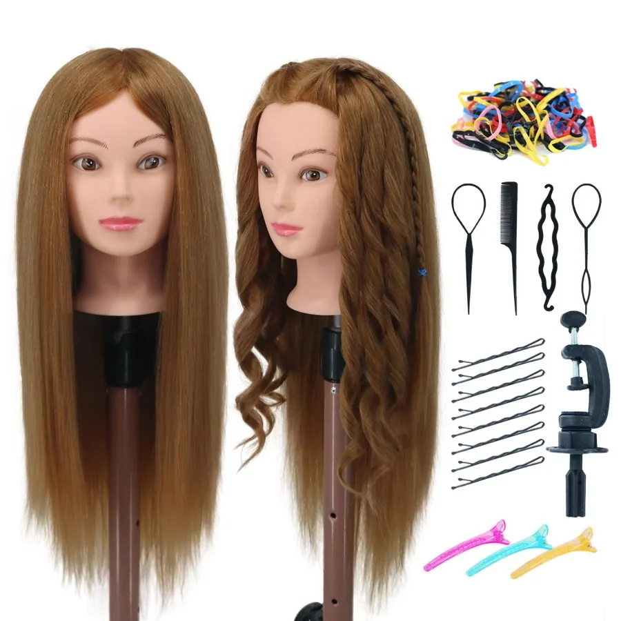 

Голова манекена, человеческие волосы, 70 настоящих прямых волос, 24-дюймовая кукольная голова для практики укладки волос, косметологический тренировочный инструмент с зажимом Ho