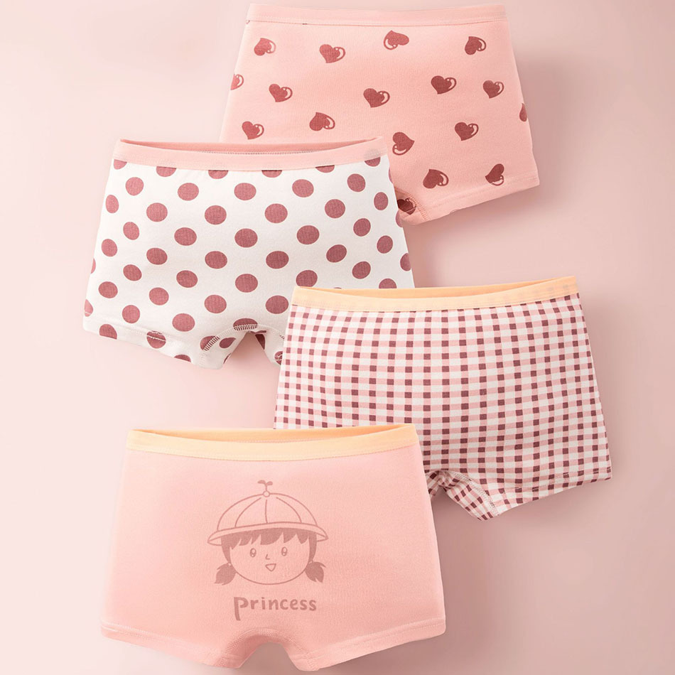  Children Long Staple Cotton Soft Underwear Summer Girls Flat Cornered Underwear Girls Fashionable Comfortable Daily Wear Panties 