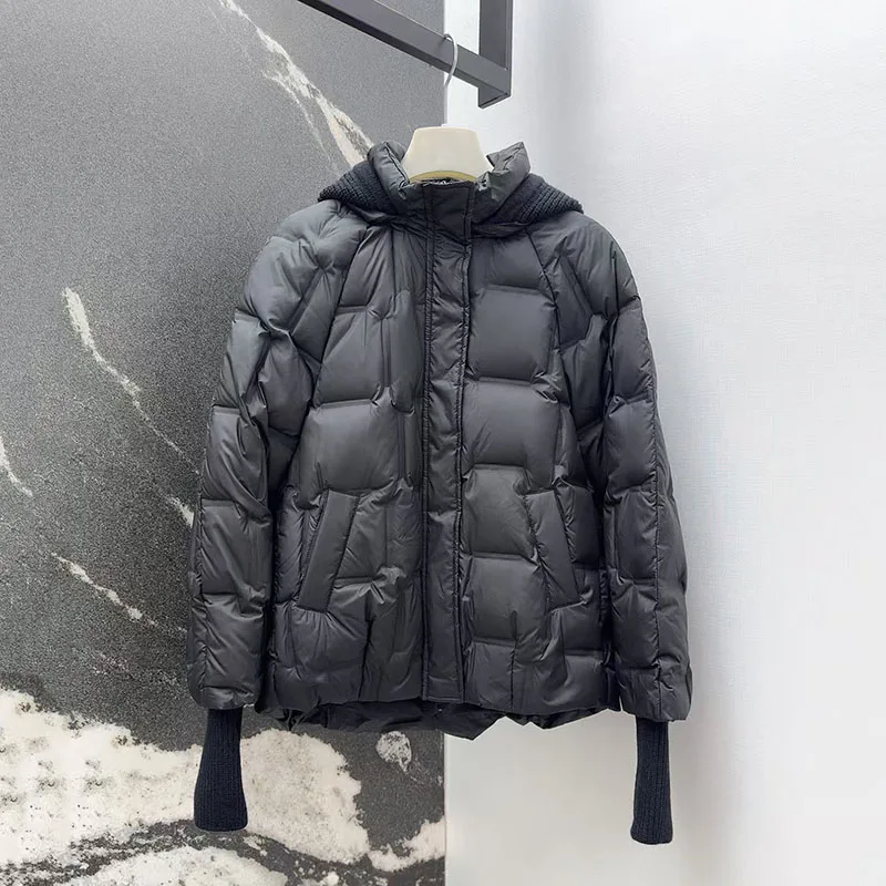 2025 가을/겨울 신상 여성용 후드 숏 다운 재킷, 두껍고 따뜻한 브레드 재킷, 패셔너블한 코트