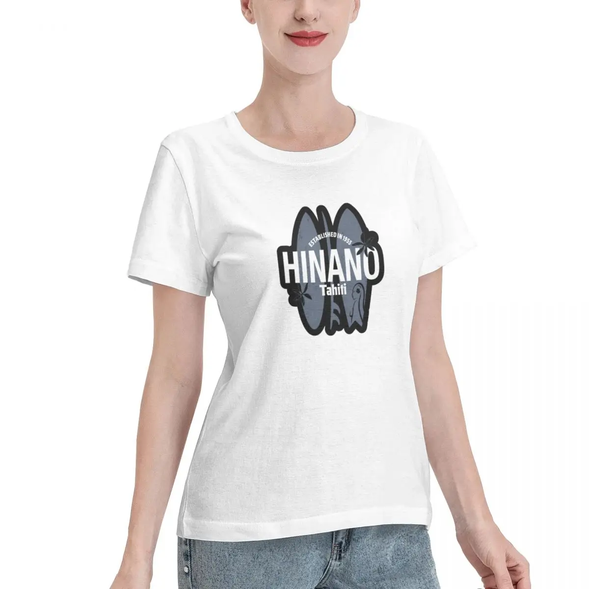 Established In 1955 Hinano Tahiti T-shirt Female Women Girl Cotton Short Sleeve O-Neck Tee-Shirts Tops