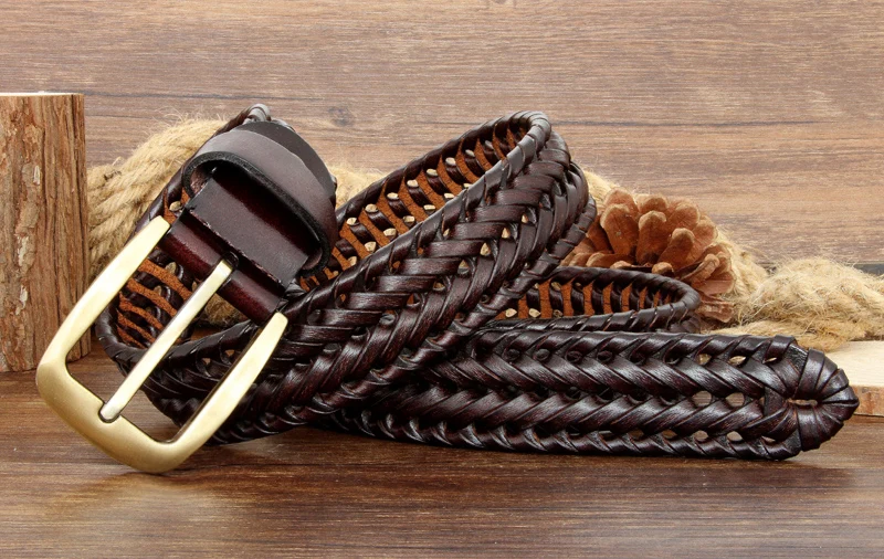 Männer Und Frauen Gürtel Aus Echtem Leder Weibliche Luxus Strap Gürtel Kummerbund Gewebt Gestrickte Qualität Hohe Jeans Hosen Zubehör – Detail 7