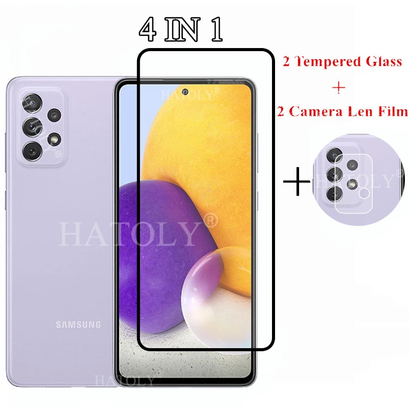 Protecteur d'écran pour Samsung Galaxy A72 5G, Film en verre trempé pour objectif d'appareil photo, pour A72 A52 A32 5G