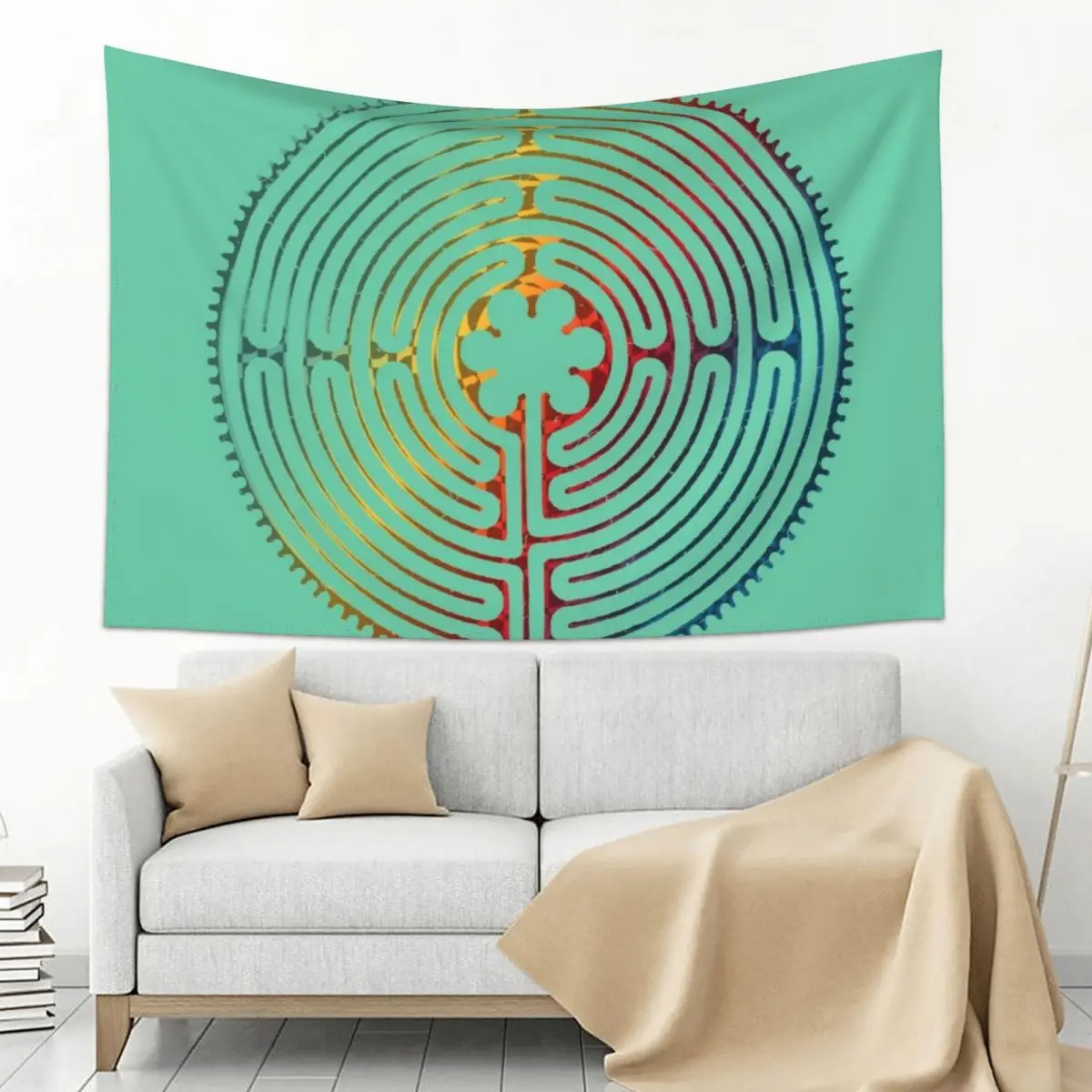 

Sacred Geometry Symbol - Chartres Labyrinth 3 Tapestry Home Decorators Bedroom Deco Room Decor For Girls Tapestry