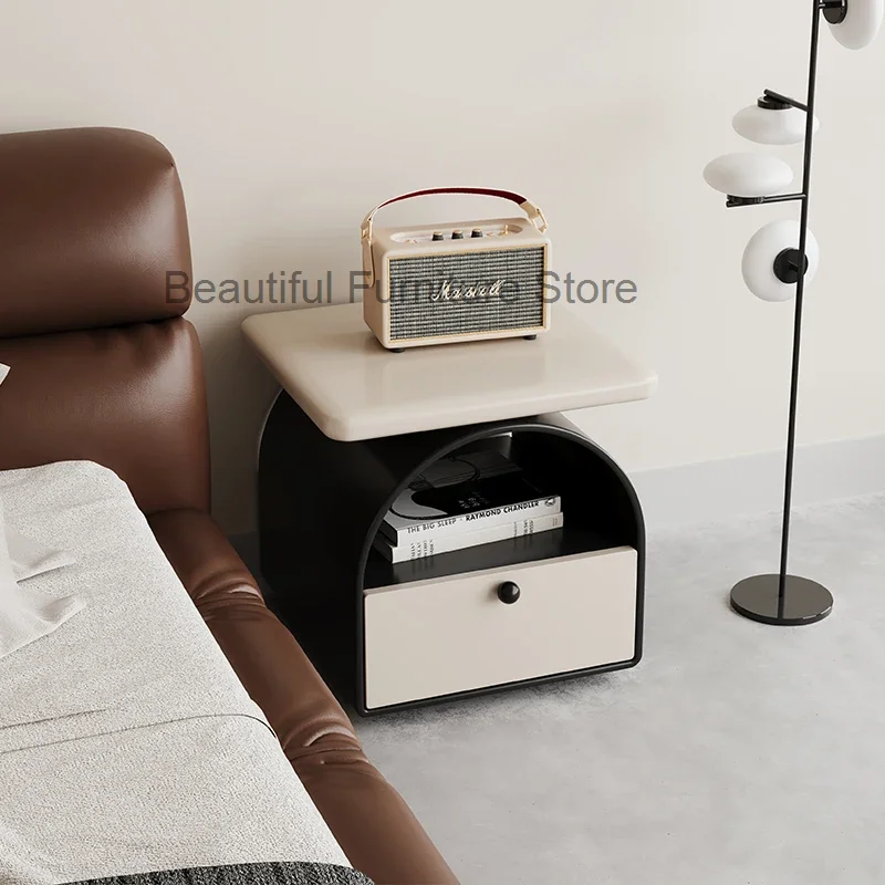 Cream Luxury Modern Nordic Nightstand Bedroom Bedside Table Luxury Wooden Cabinet Drawer Chevet De Lit Meuble Furniture WKNS