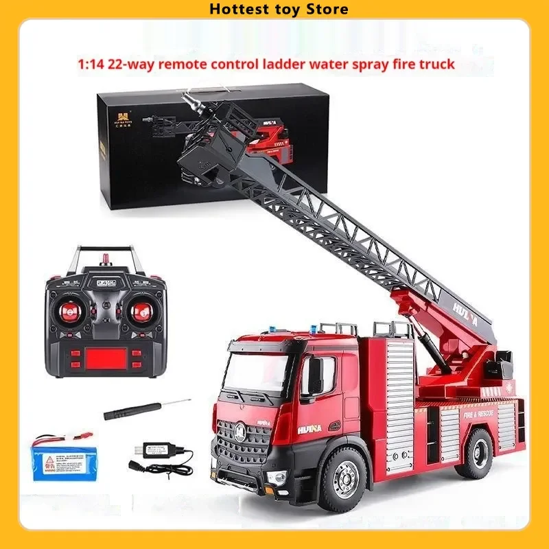 

561 22-Channel 1:14 Remote Control Water Spraying Ladder Truck Fire Truck Large-Capacity Water Tank Can Be Lifted Children Gift