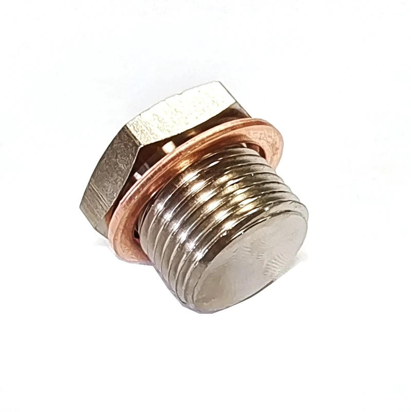 

1PCS O2 Oxygen Sensor boss Plug Bung Stub M18 X 1.5 Thread Silver Steel and copper washer