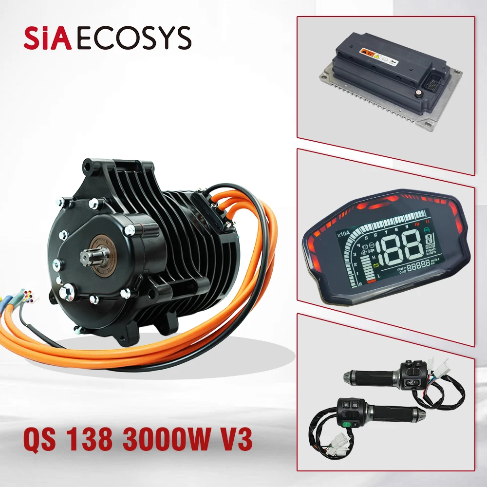 72V 110KPH High Speed DIY Electric Motorcycle Kit QS Motor QS138 V3 70H 3000W with VOTOL Controller Powertrain System