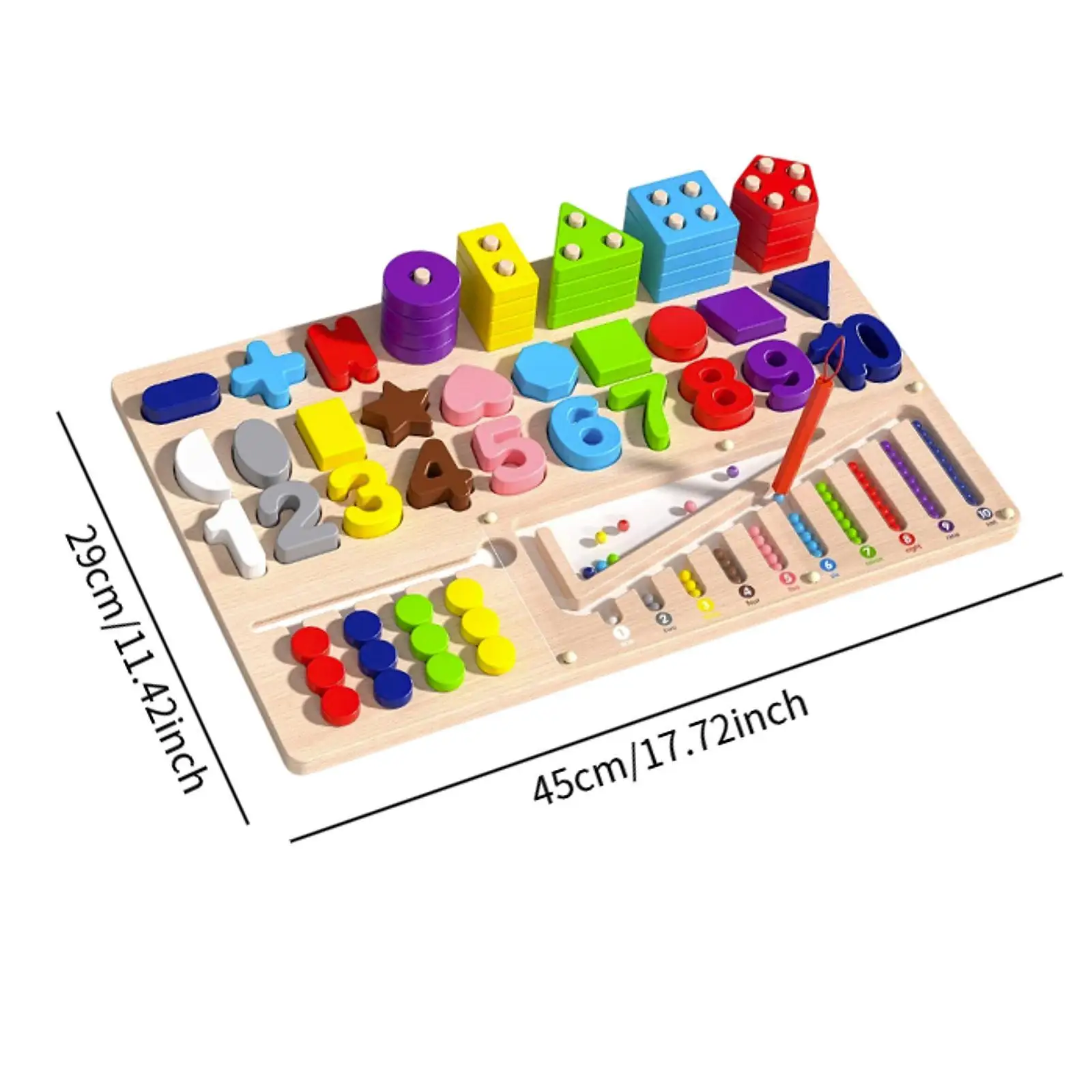 Wooden Shape Sorter Sensory Toy Color Stacking Counting Game Number Puzzle Shape Matching Toy for Girls Children Kids Boys Baby