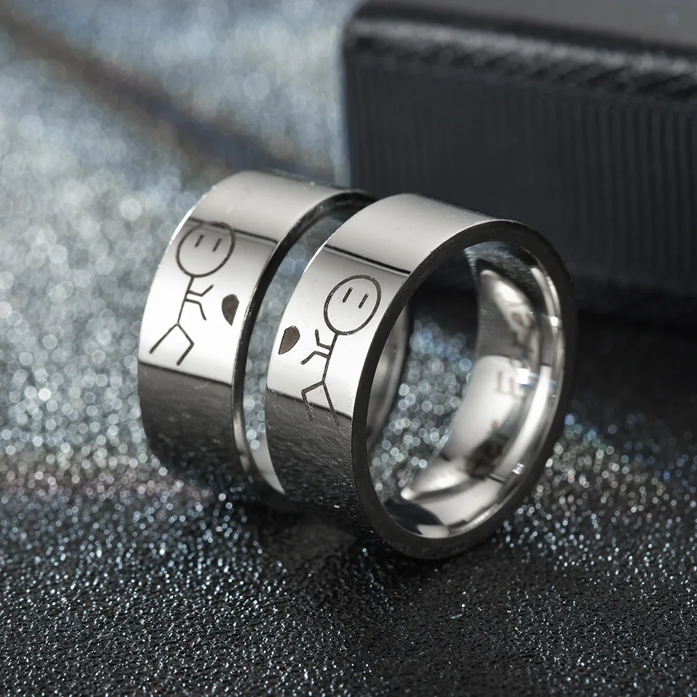 Titanium Steel Ring For Men Women Interesting Couple Ring Lovers Promise Ring Fashion Jewelry Brithday Christmas Gift Wholesale