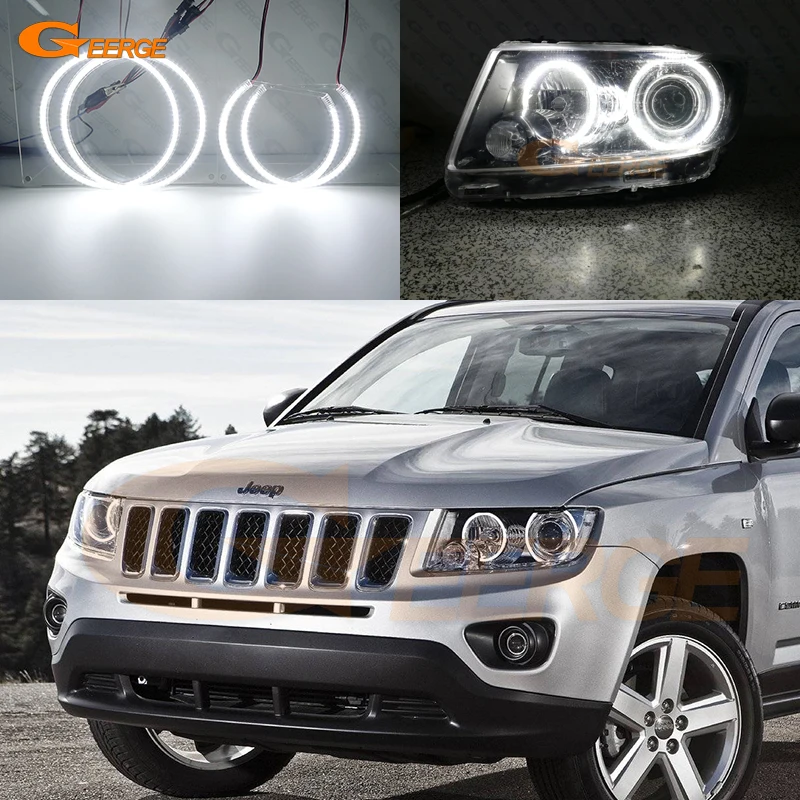 For JEEP COMPASS 2011 2012 2013 2014 2015 2016 Day Light Ultra Bright SMD LED Angel Eyes Kit Halo Rings