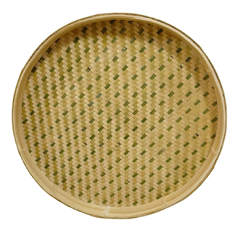 Handmade Weaving Bamboo Sieve Raft Round Dustpan Storage Trays Basket DIY Home Decor Fruit Bread Baskets Kitchen Storage