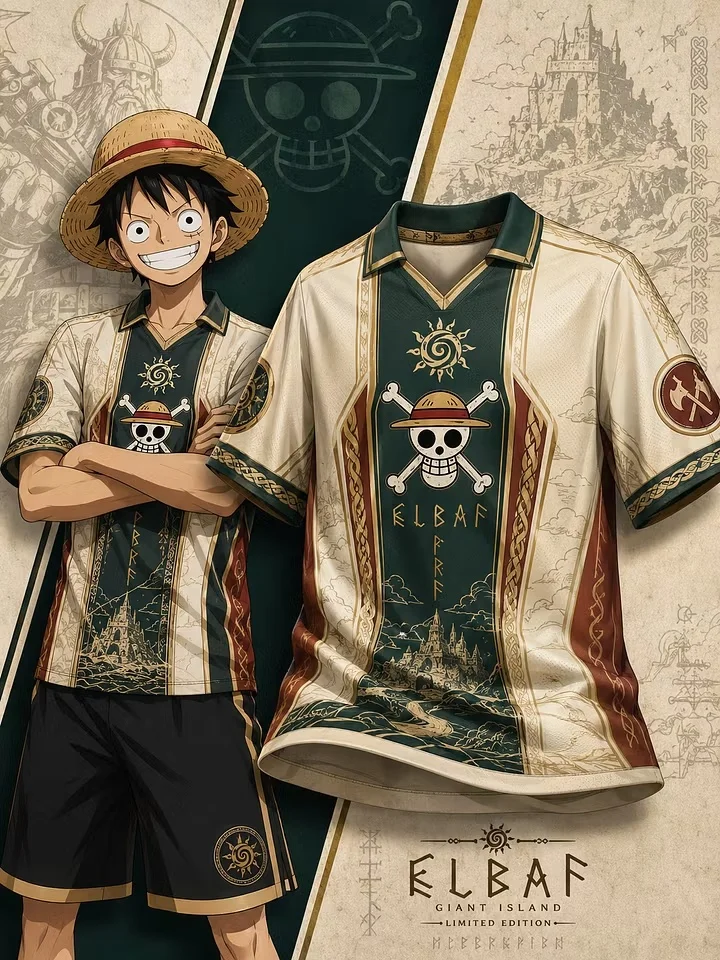 2026 Japanisches Anime One Piece Luffy 3D-gedrucktes Fußballtrikot Herren Sommer Atmungsaktives Schnelltrocknendes Kurzarm-T-Shirt Unisex