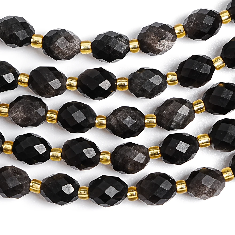 

Бусины из серебристого обсидиана 8 мм, граненые, черные, для мужских браслетов и ожерелий, стильные украшения для девушек, материалы для рукоделия