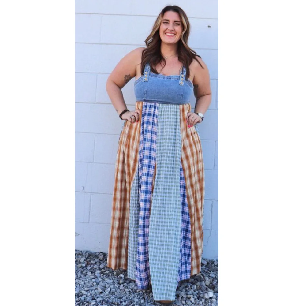 

2024 Women's Summer Fashion Colorblock Denim Dress