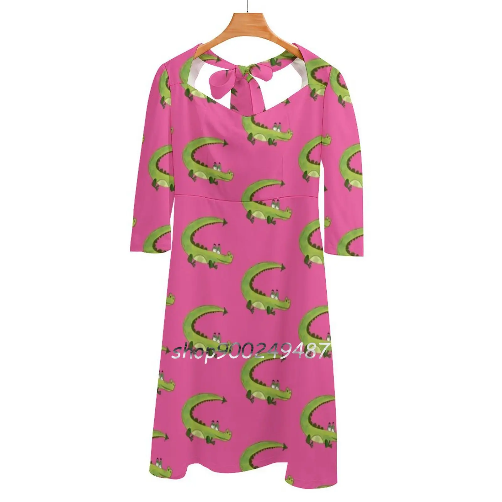 

Art Moms Alligator Sweetheart Knot Flared Dress Fashion Design Large Size Loose Dress Alligator Crocodile Art Moms