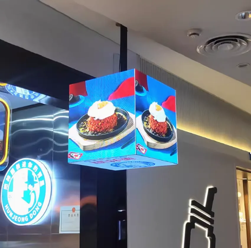 P2.6 Indoor Store signboard Rubik\'s Cube LED display, LED billboard ,Polyhedral LED Display,500mm X500mm five sided display