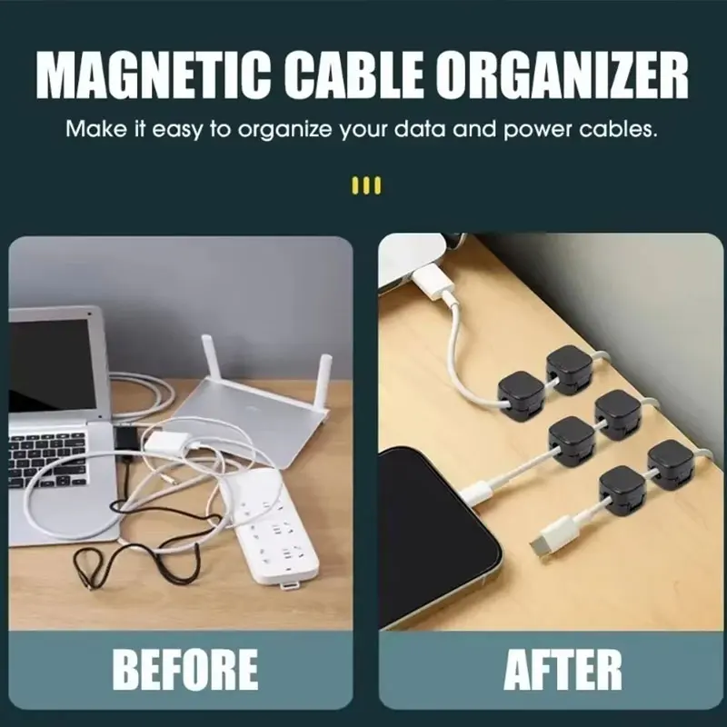 Magnetic Cable Clip Cable Holder Adhesive Wire Keeper Cord Cable Organizer for Home Office Under Desk Management view 2