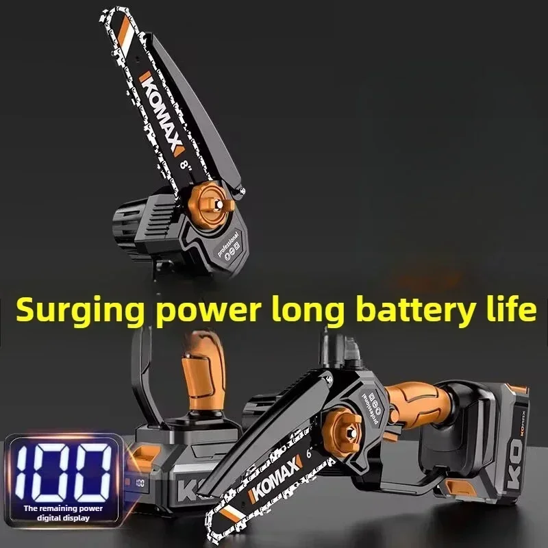 Single Hand Rechargeable Lithium Handheld Electric Chainsaw Household Firewood Logging Branch Trimming Saw