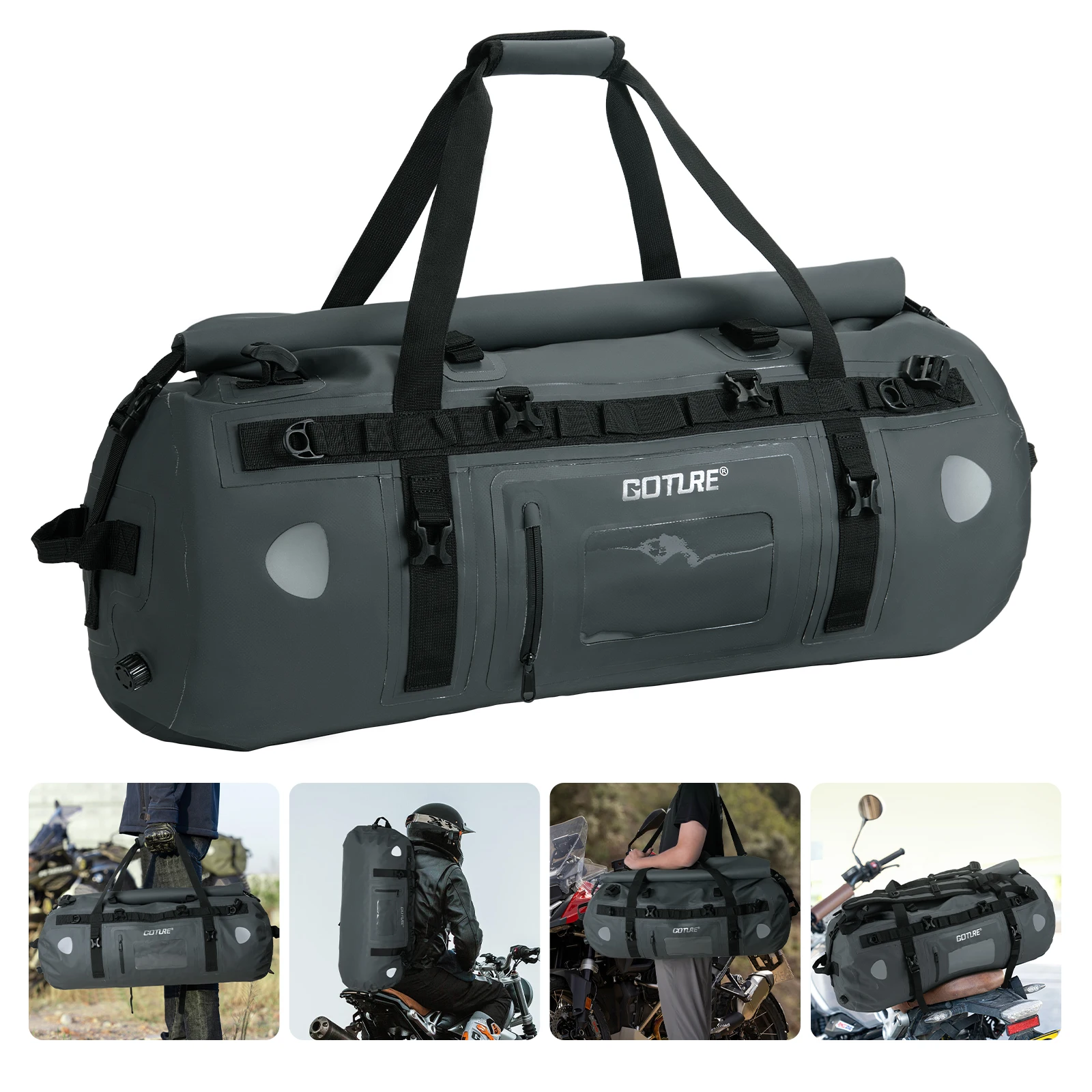 

Goture 500D Motorcycle Bag 60L Waterproof Bags Motorcycle Luggage Travel Tail Bag Back Seat Rack Trunk Bag for Touring Adventure