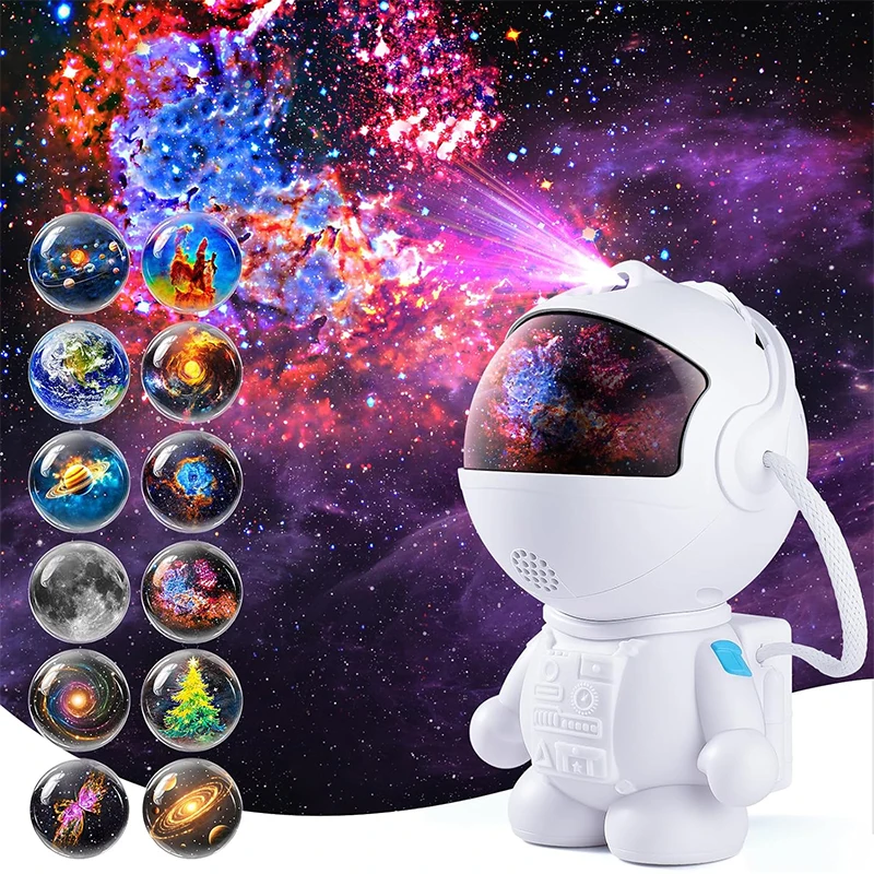 

Astronaut Galaxy Projector Star Projectors with 12 Space Film 360°Rotating Magnetic Head Planetarium Suitable for Kid and Adult