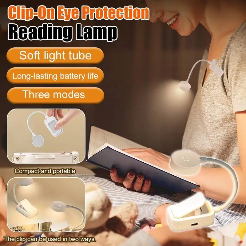 Study desk lamp led rechargeable clip on book light student reading desk lamp USB eye protection desk lamp reading light