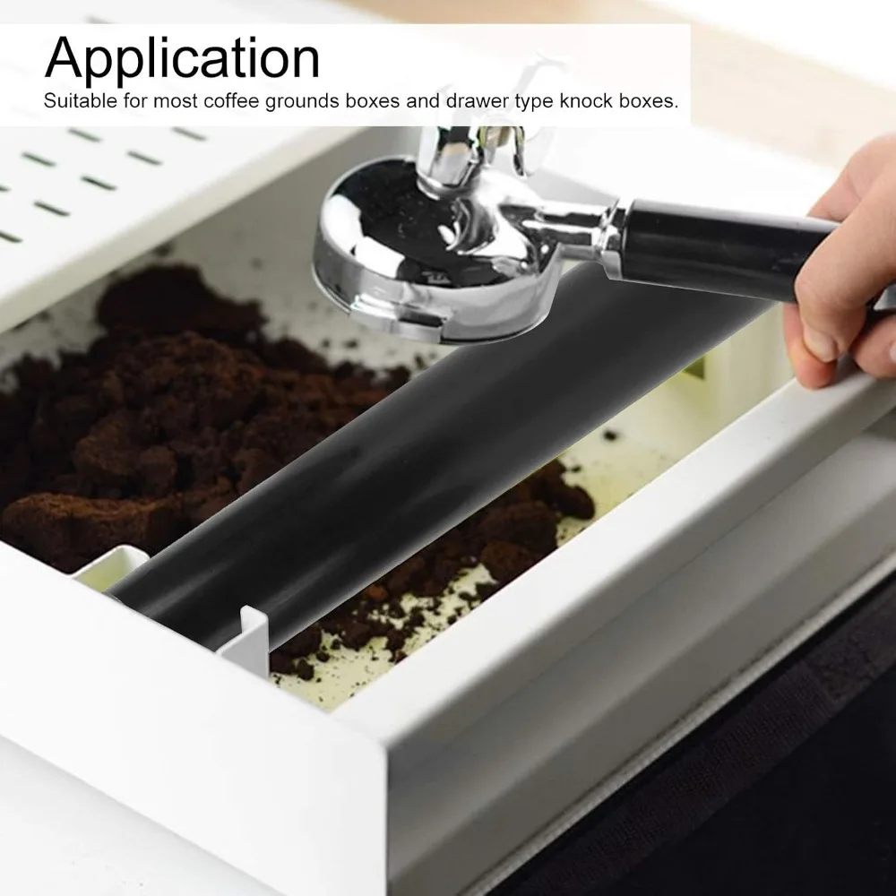 9.45 Inch Knock Box Rod Polyurethane Plastic Drawer Type Coffee Knock Box Long-Lasting Black Color Rubber Knock Bar