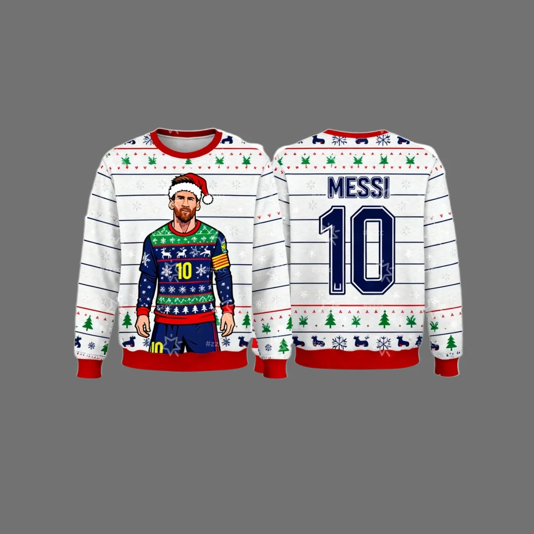 

2025/26 New No.10 Jersey Round Neck Pullover Christmas Party Harajuku 3D Printed Plus Size Women's and Men's Hoodie