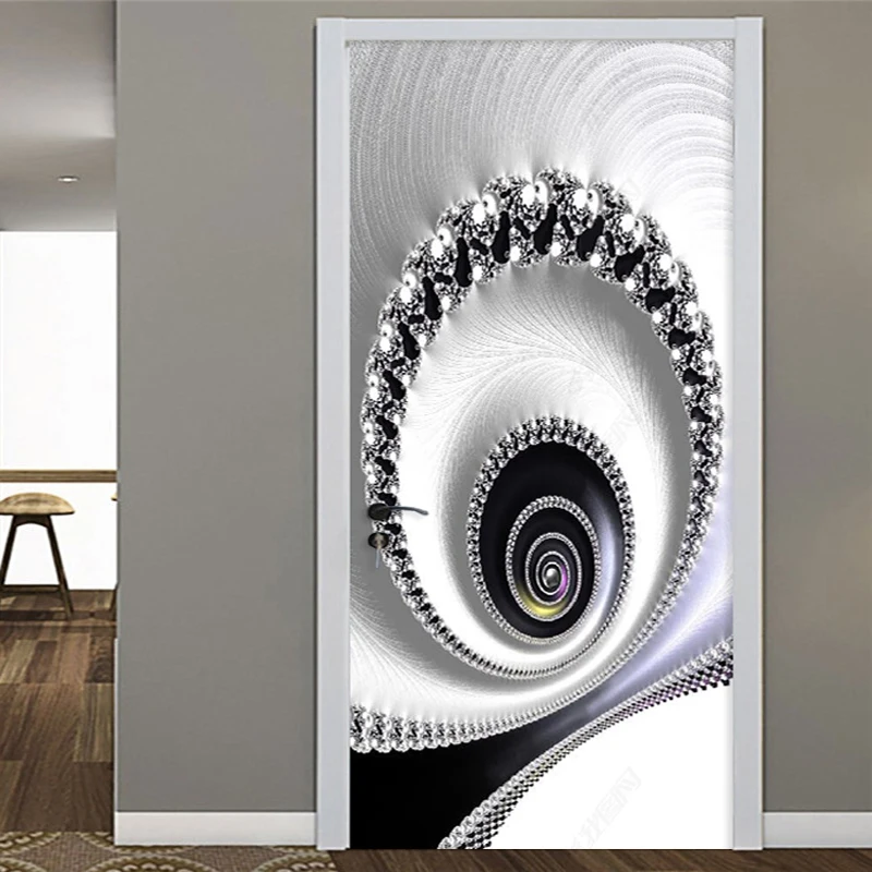 

Self-Adhesive Door Sticker Nordic Abstract 3D Embossed Pattern Wallpaper Living Room Bedroom Home Decor Door Decal PVC Stickers