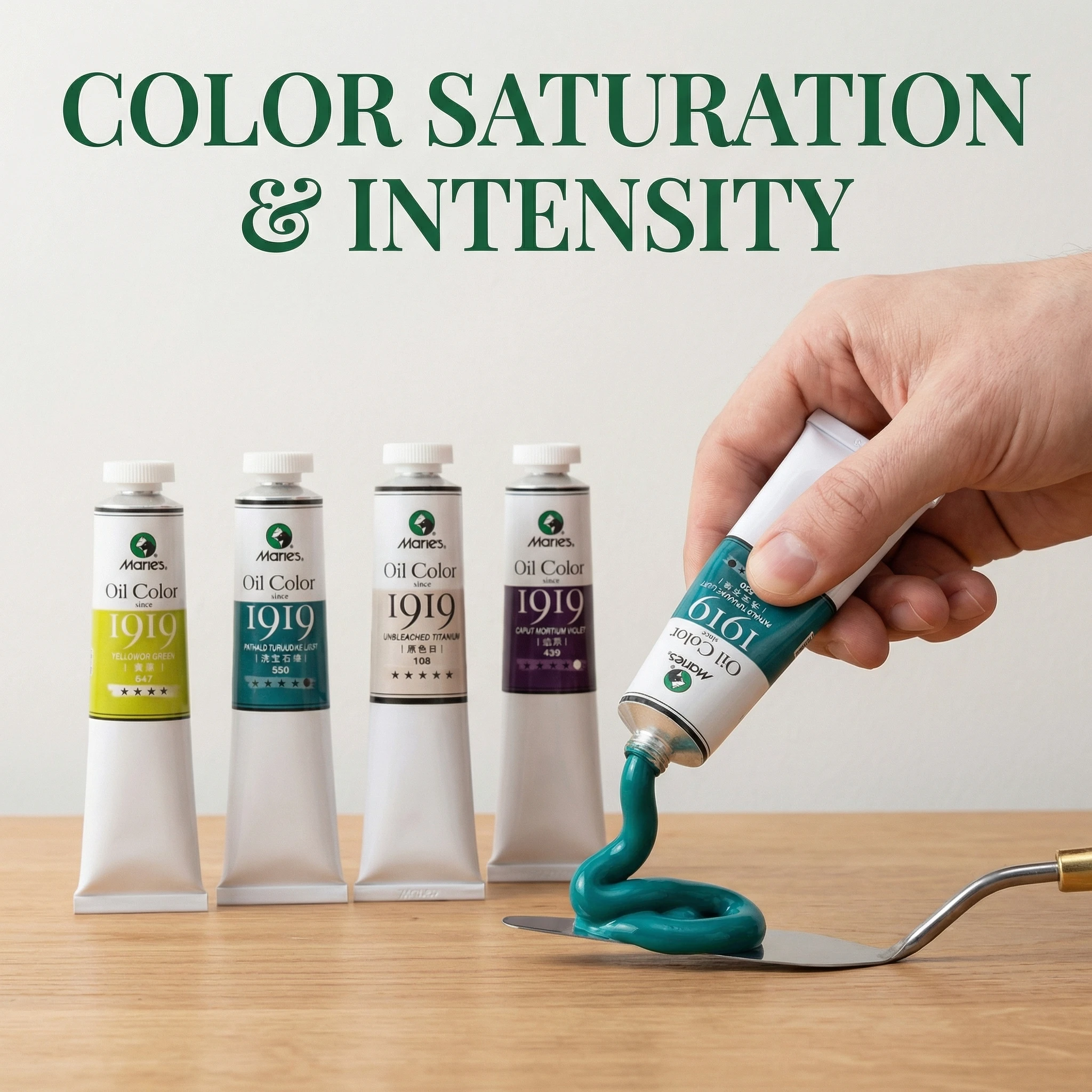 Pintura al Óleo Profesional Marie's 50ML - Pigmento de Gran Tamaño para Creación Artística, 86 Colores de Uso Común para Artistas