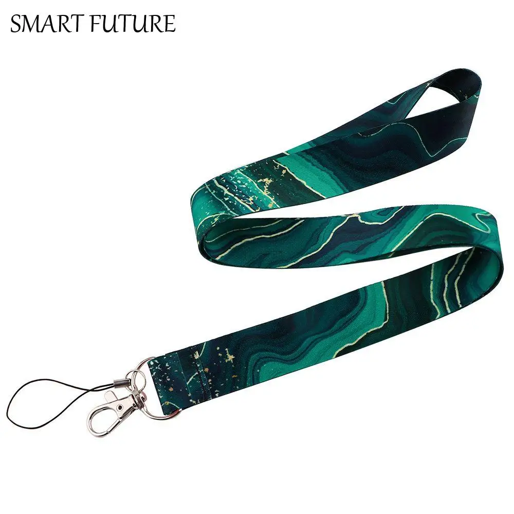 

Name Tag Holder Webbings Ribbon Hang Rope Key Ring Holder Phone Hang Rope Marble Printing Lanyard Neck Straps Phone Lanyard