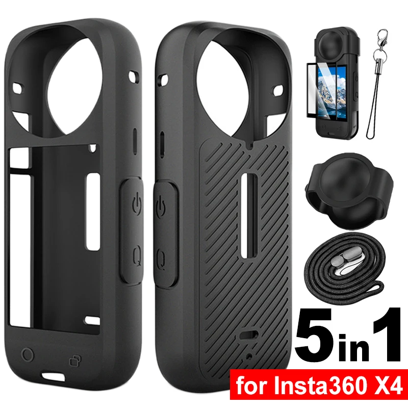 

Silicone Case Anti-Scratch Film Lens Protective Cover for Insta 360 X5 Shell Strap Keychain Len Cap for Insta360 X5 Accessories