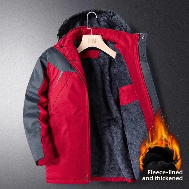 معطف شتوي، سترة صوف سميكة ودافئة، معطف قطني للرجال، ملابس عمل، مقاس كبير، سترة مقاومة للماء، سترة رجالية #3