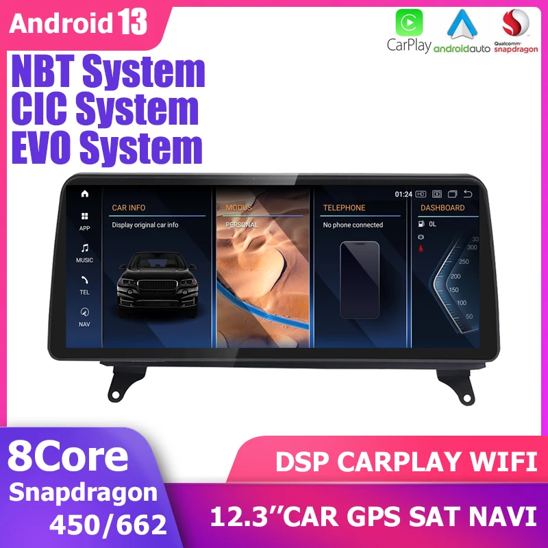 

12.3''Car GPS Stereo Carplay Radio Navigation player Android 13 For BMW X3F25 X4 F26 2014-2016 NBT CIC EVO 1920*720