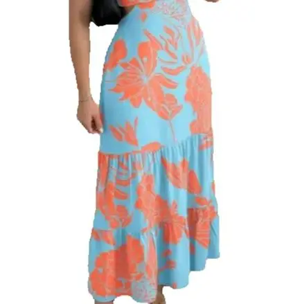 Abiti da donna Stampa floreale Collo quadrato Cinghie regolabili Abito lungo arricciato sul retro Abito da vacanza casual con orlo arricciato in vita