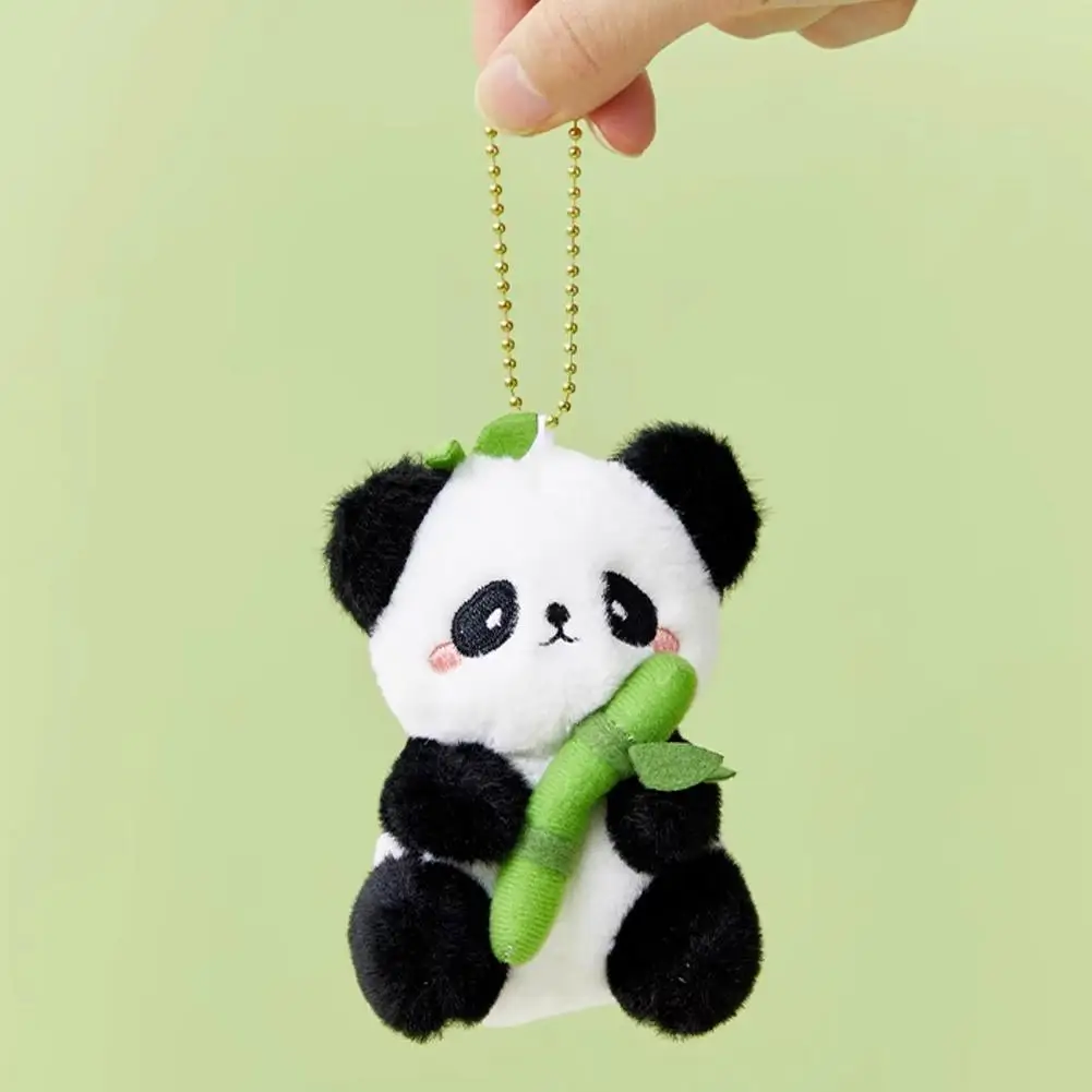 2 w 1 Cute rurka bambusowa Panda pluszowa Kawaii płaczliwa Panda wypchane zwierzę Plushie Super miękki pluszowy Panda brelok 12cm