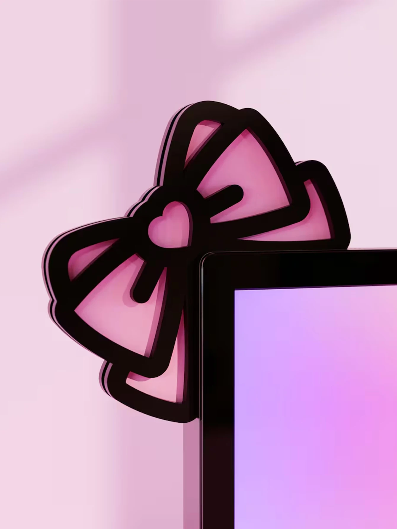 Cute Computer Monitor Decor Pink Bow Cat Ear Shape Ornaments Kawaii Desktop Decor for PC Laptop, Room Desk Decoration Girls Gift