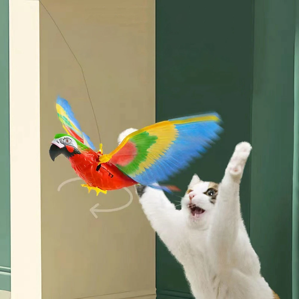 Electric Flying Bird Cat Toy Bird Simulation Interactive Hanging Parrot Eagle Flying Toy For Cats Relieve Boredom Teasing Toys