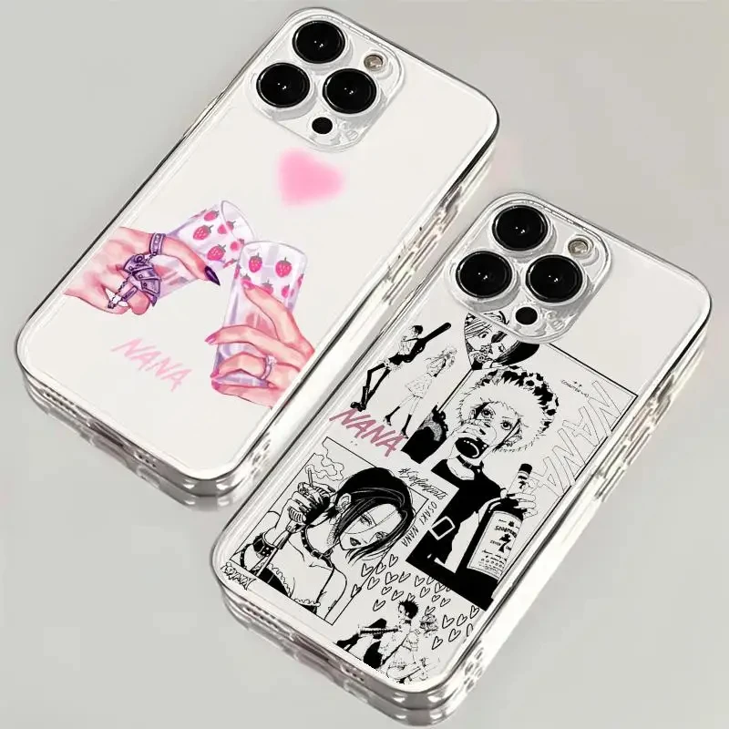 Anime Girl Nana Oosaki Transparente Handyhülle für iPhone 17 Air 16 15 14 Plus 13 12 Mini 11 Pro Max Stoßfeste Silikonhülle Funda