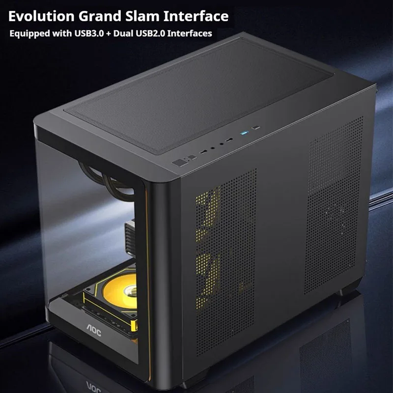 AOC CG355 MATX ESports PC gaming case integrated curved glass sea view room 360 water cooling computer case ARGB Light strip